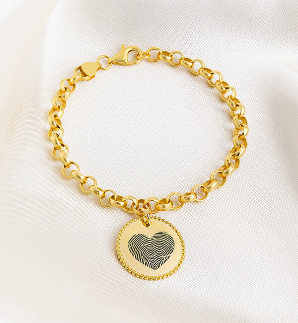 Gegraveerde sieraden Fingerprint Charm Bracelet 'Heart'  - Copy - Copy