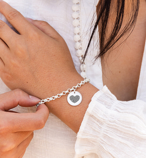 Gegraveerde sieraden Fingerprint Charm Bracelet 'Heart'  - Copy - Copy