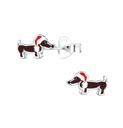 KAYA sieraden Silver Christmas earrings ‘Christmas Puppy’