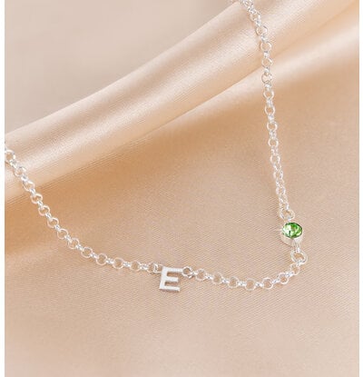 KAYA sieraden Ketting met Geboortesteen en Letter I Kies je Bedels
