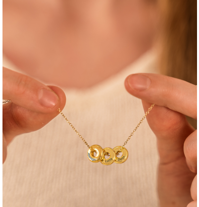 KAYA sieraden Ketting met 3 Namen 'Donut'