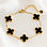 KAYA sieraden Bracelet & necklace clover set | Black
