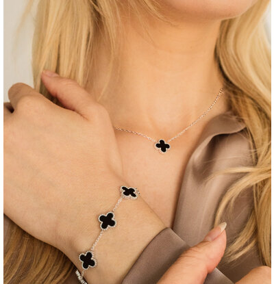 KAYA sieraden Bracelet and Necklace Set 'Clover' | Stainless Steel - Copy