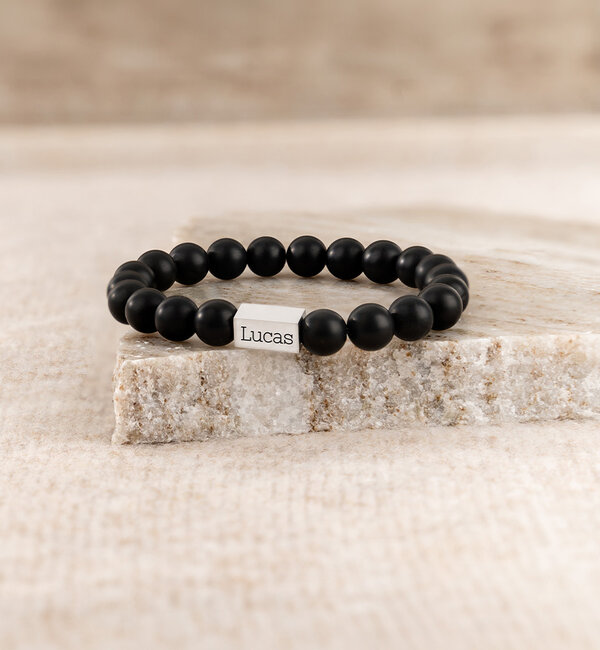 KAYA sieraden Bracelets Set Dad & Son with Black Onyx Beads