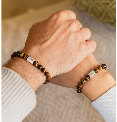 KAYA sieraden Vader en  Zoon Armbanden met Tijgeroog