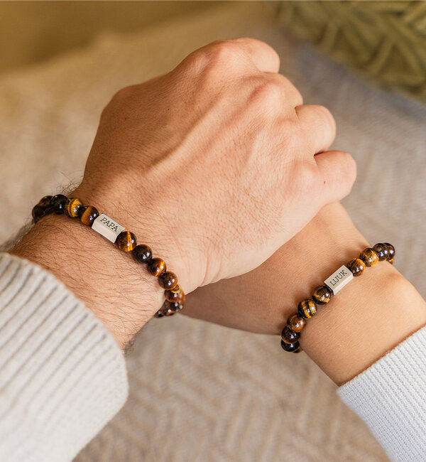 KAYA sieraden Armbanden Set Vader en Zoon I Tijgeroog