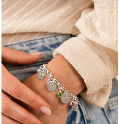 KAYA sieraden Charm bracelet including 4 name charms and birthstones