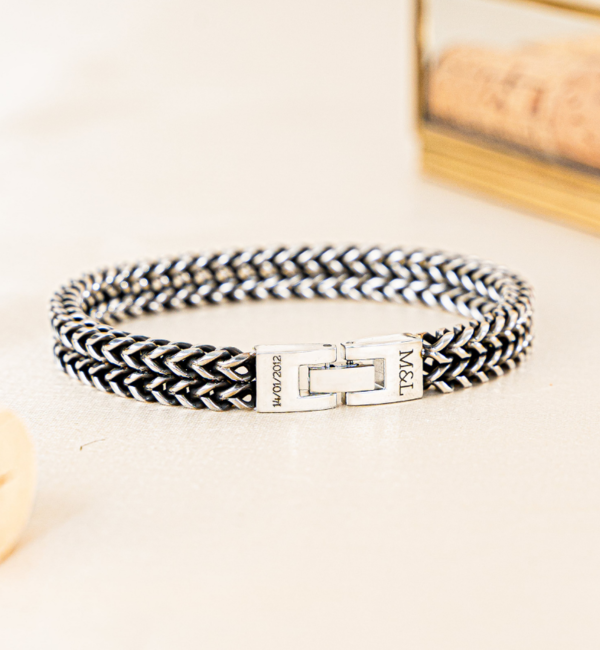 KAYA sieraden Roestvrijstalen Heren Schakelarmband met Gravure - Copy