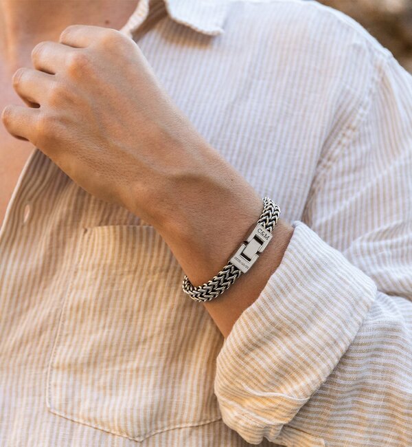 KAYA sieraden Roestvrijstalen Heren Schakelarmband met Gravure - Copy