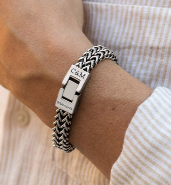 KAYA sieraden Men's Bracelet with Engraving 'Link' in Stainless Steel