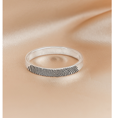 Gegraveerde sieraden Ring met Vingerafdruk - 3 mm - Zilver