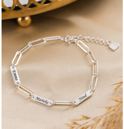 KAYA sieraden Personalized Chain Bracelet with 3 Names ‘Closed Forever’