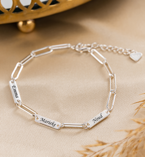 KAYA sieraden Personalized Chain Bracelet with 3 Names ‘Closed Forever’