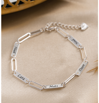 KAYA sieraden Personalized Chain Bracelet with 5 Names ‘Closed Forever’