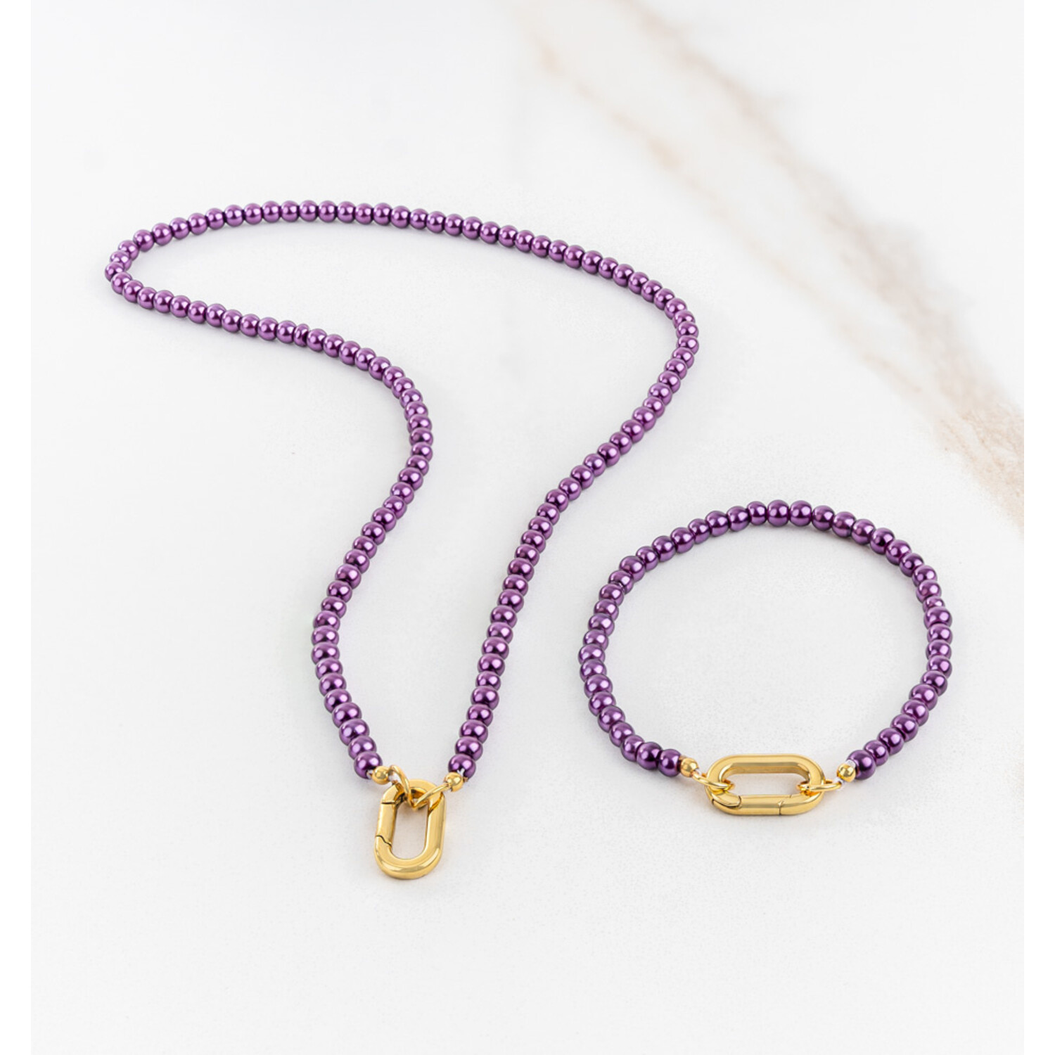 Set korte halsketting & oorbellen Brons » à deux mains