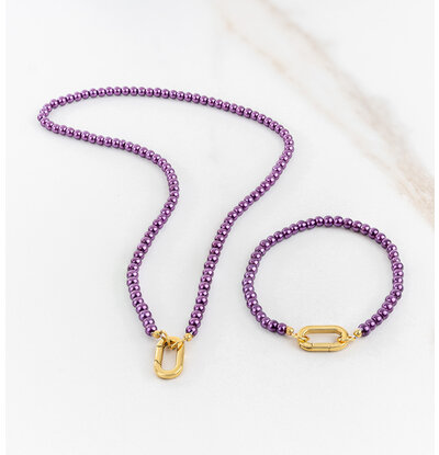 KAYA sieraden Parelarmband en -Ketting Set I Kies de Kleur