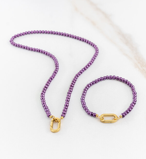 KAYA sieraden Parelarmband en -Ketting Set I Kies de Kleur
