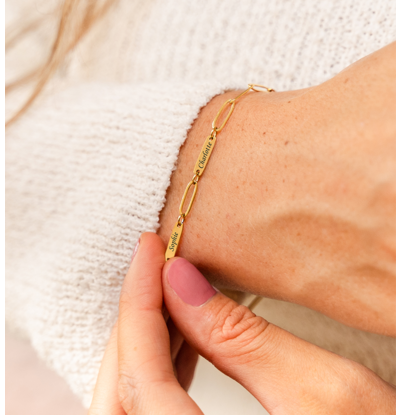 KAYA sieraden Personalized 2 Names Bracelet ‘Paperclip’ – Stainless Steel