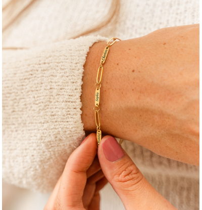 KAYA sieraden 3 Namen Armband 'Paperclip'