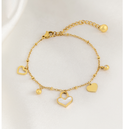 KAYA sieraden Charm bracelet with Hearts | Stainless Steel