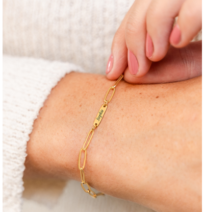 KAYA sieraden Children’s bracelet ‘Paperclip’ with engraving