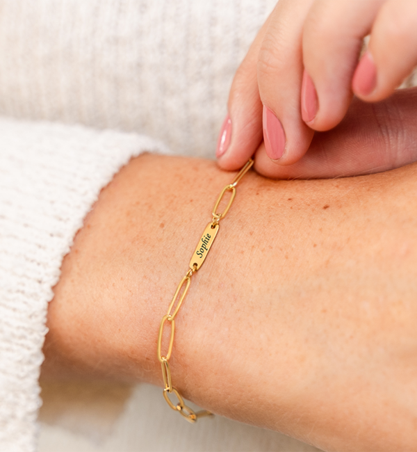 KAYA sieraden Children's bracelet 'Paperclip' with engraving