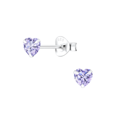 KAYA sieraden Kinderoorbellen 'Crystal Heart' Paars