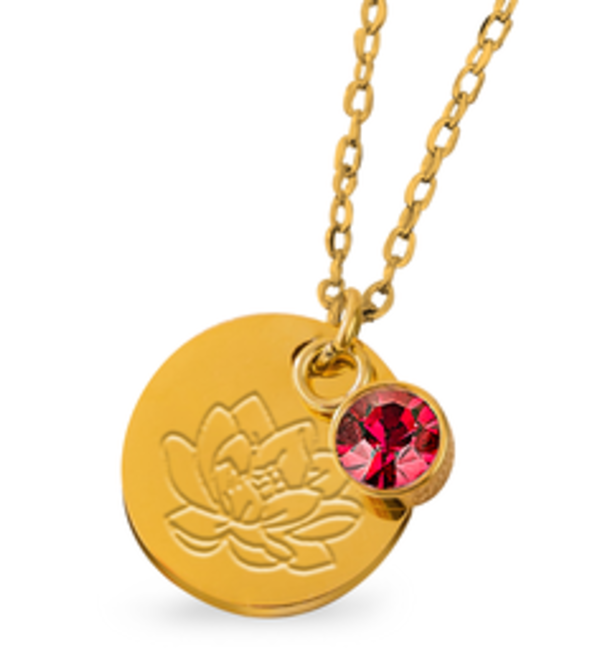 KAYA sieraden Geboortesteen met Geboortebloem Ketting I Juli