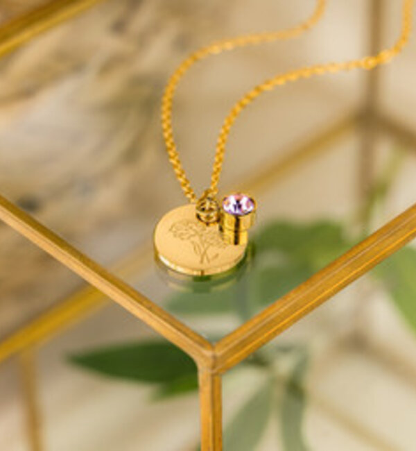 KAYA sieraden Geboortesteen met Geboortebloem Ketting I Juli