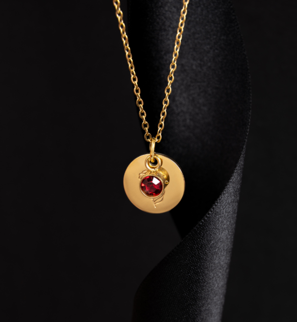 KAYA sieraden Geboortesteen- en  Bloem Ketting Januari | Stainless Steel