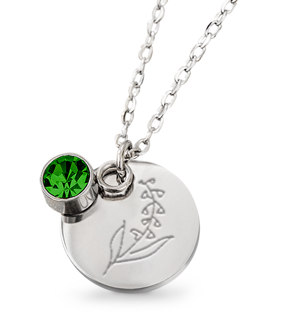 KAYA sieraden Birthstone and Flower Necklace May | Stainless Steel