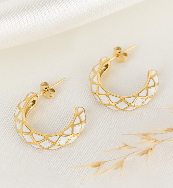 KAYA sieraden White hoop earrings | Stainless Steel