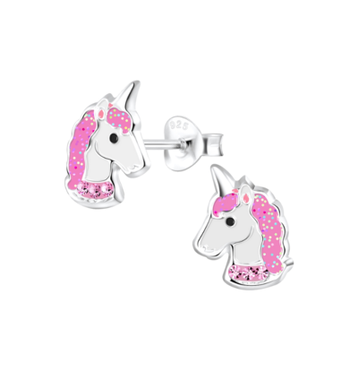 KAYA sieraden Silver children’s earrings ‘Glitter Unicorn’