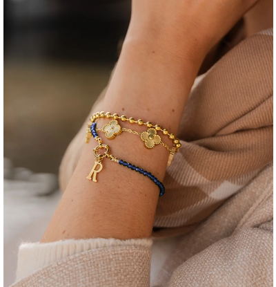 KAYA sieraden Set of 3 Bracelets 'Urban Chic' with Letter | Stainless Steel