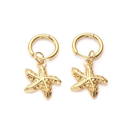 KAYA sieraden Oorringen 'Zeester' Nova Perola  | Stainless Steel