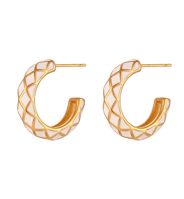 KAYA sieraden White hoop earrings | Stainless Steel