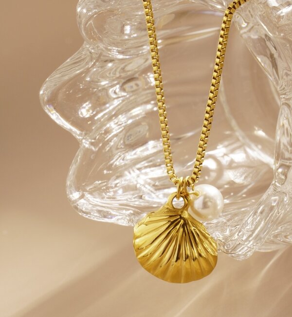 KAYA sieraden Shell necklace with pearl | Stainless Steel