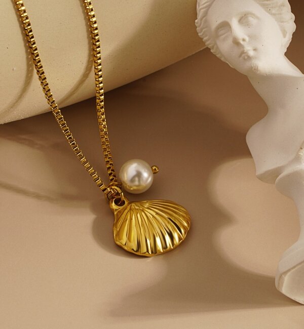 KAYA sieraden Shell necklace with pearl | Stainless Steel