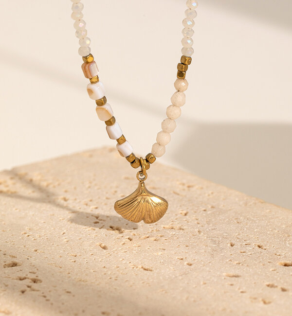 KAYA sieraden Powder pink necklace with shell