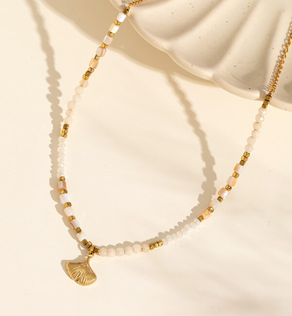 KAYA sieraden Ketting Poederroze met Schelpje