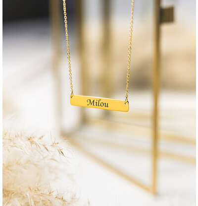 KAYA sieraden Ketting 'Classic Bar' met Gravure | Stainless Steel
