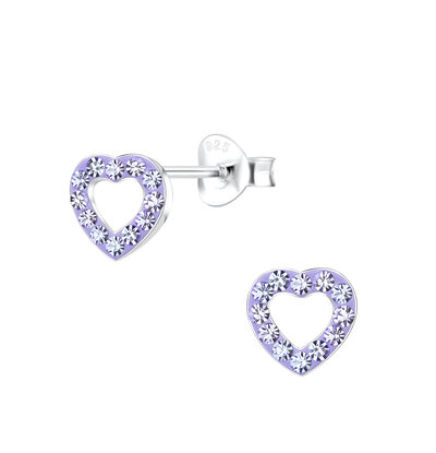 KAYA sieraden Silver children’s earrings Purple Heart
