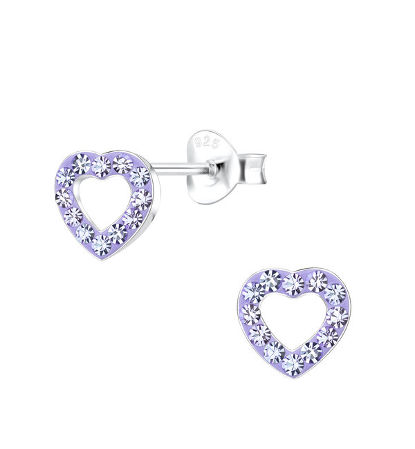 KAYA sieraden Silver children’s earrings Purple Heart