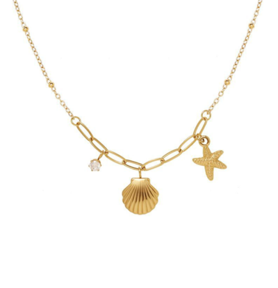 KAYA sieraden Chain necklace with shells | Stainless Steel