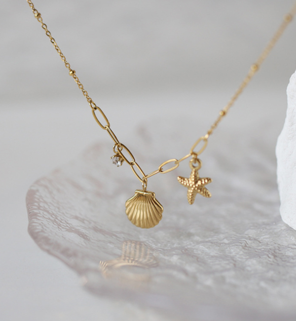 KAYA sieraden Chain necklace with shells | Stainless Steel