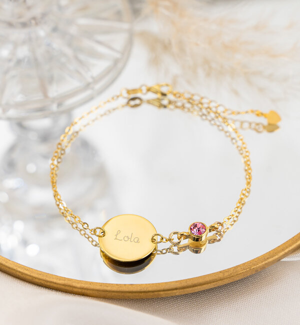 KAYA sieraden Baby bracelet with Birthstone and Name