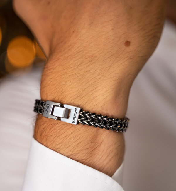 KAYA sieraden Roestvrijstalen Heren Schakelarmband met Gravure - Copy