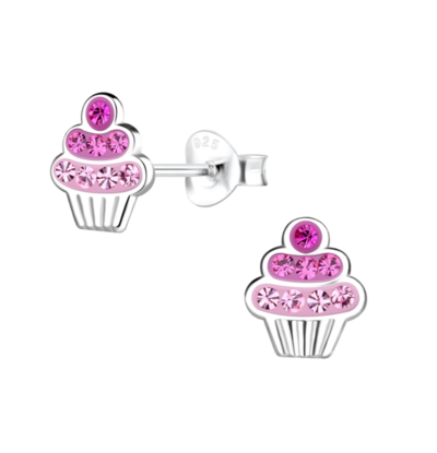 KAYA sieraden Kinderoorbellen Roze Cupcake
