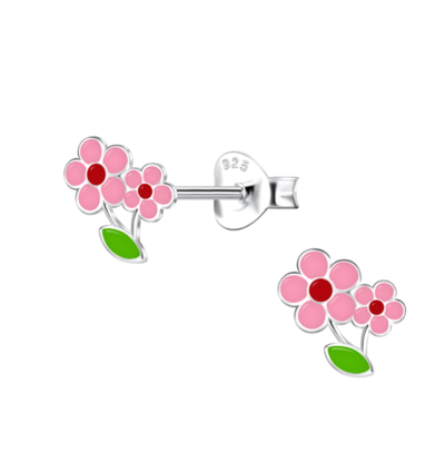 KAYA sieraden Silver children’s earrings Pink Little Flowers