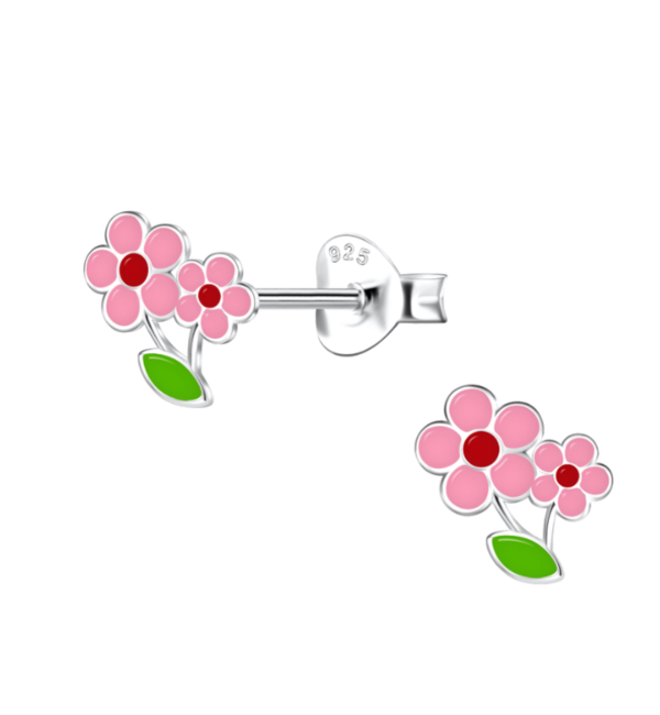 KAYA sieraden Silver children’s earrings Pink Little Flowers